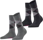 Burlington Everyday Argyle 2-Pack katoenen sokken voor dames - Grijs - Maat 36-41