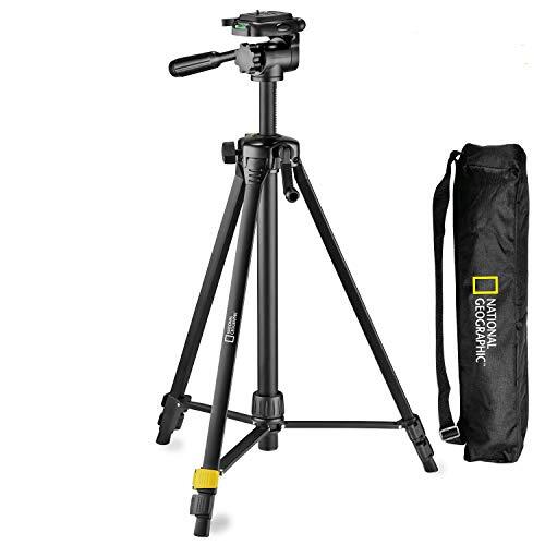 National Geographic Photo Tripod Kit Medium, met draagtas, 3-weg kop, Quick Release, 3-sectie benen Hendel sloten, Geared Centre Column, Load up 1,5kg, Aluminium, voor Canon, Nikon, Sony, NGHP000