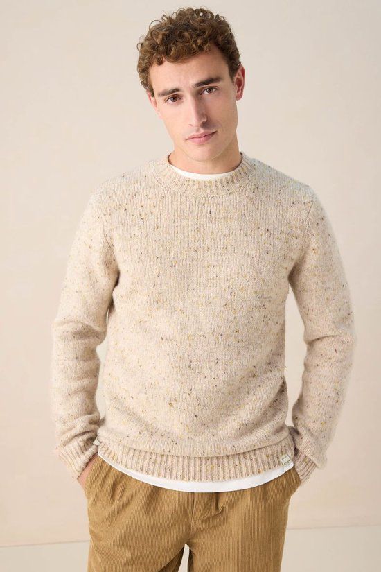 Sissy-Boy Beige trui met lange mouwen en ronde hals van wol