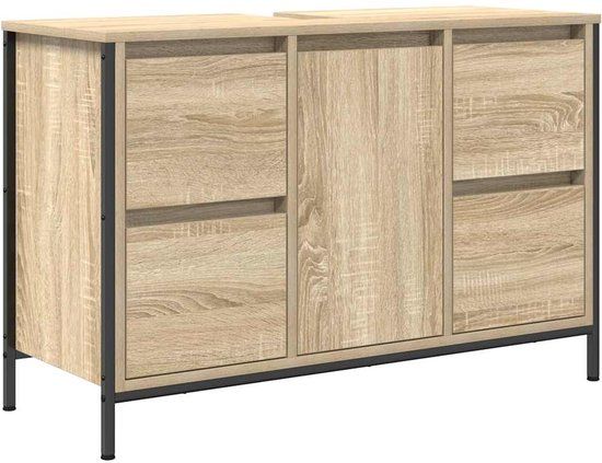 vidaXL Wastafelkast met lades 90x34,5x60 cm sonoma eikenkleurig