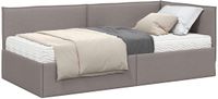 vidaXL Hoekbedframe met Matras Taupe 90 x 200 cm Fluweel