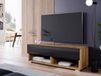 Acapulco meuble TV-Hifi 1 porte battante 100 cm Chêne Wotan/Noir Brillant avec LED