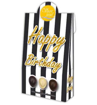 Voor Jou Cadeau doos black & white happy birthday (100G