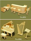 Merkloos Poppenhuis meubels muziek/bar set