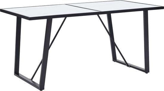 vidaXL Eettafel 160x80x75 cm gehard glas wit