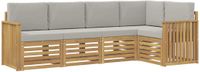 vidaXL - Buiten - bank - set - 5 - st - Wit - en - Lichtgrijs - Polyester
