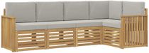 vidaXL - Buiten - bank - set - 5 - st - Wit - en - Lichtgrijs - Polyester