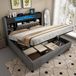 STILVORA Gestoffeerd Bed 180x200 cm – Met Led En Usb Oplaadpunten – Hydraulische Opbergruimte En Hoofdbordplank – Zonder Matras – Grijs