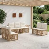 Maison Exclusive - Salon de jardin exclusif 7 pièces en polyester naturel et crème