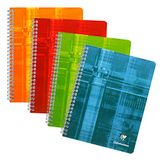 Clairefontaine 8762C Pak met 5 Spiraalschriften - 17x22 cm - 180 Pagina's Kleine Ruitjes - Wit Papier 90 g - Omslag Gecoat Karton - Willekeurige Kleuren