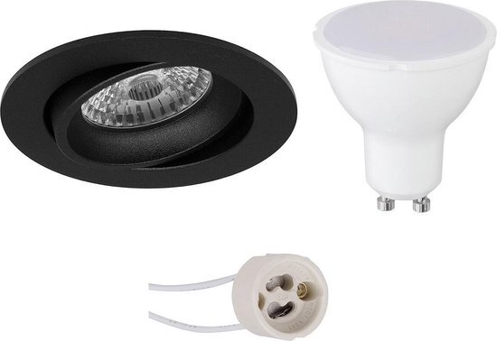 BES LED LED Spot Set - Pragmi Delton Pro - GU10 Fitting - Inbouw Rond - Mat Zwart - 6W - Natuurlijk Wit 4200K - Kantelbaar - Ã˜82mm