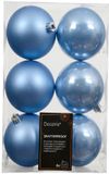 Decoris Kerstbal kunststof d8 cm sky blauw 6 st