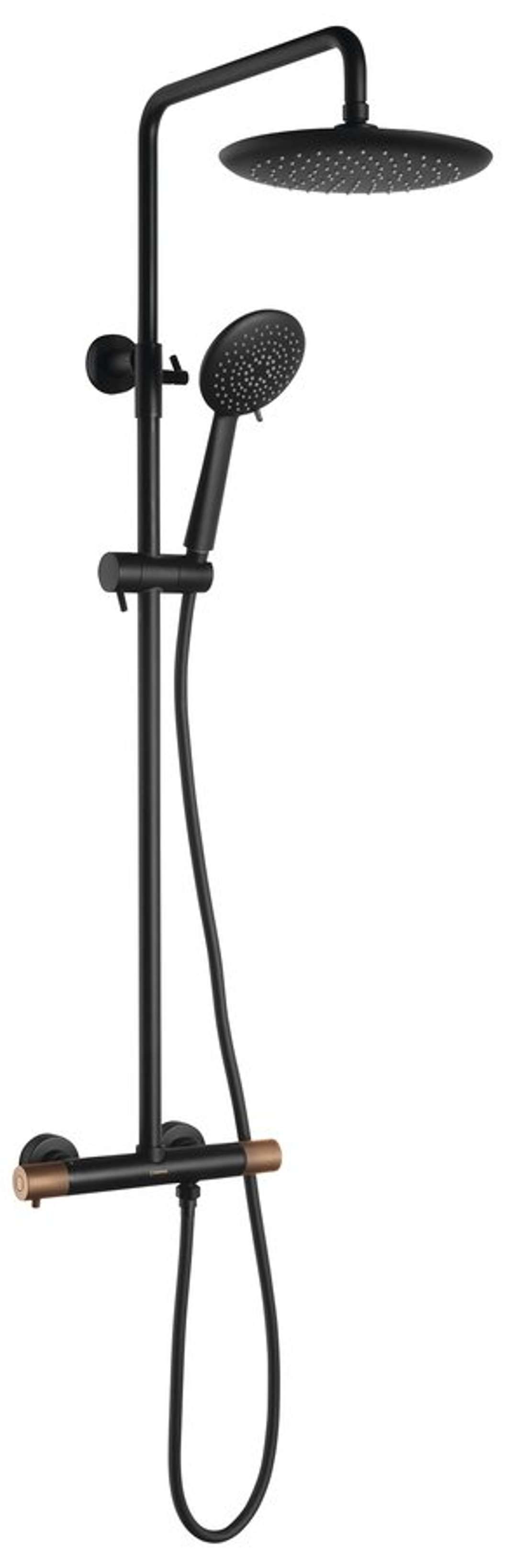 Sapho Solaris - Doucheset met thermostaat, 5 jets, mat zwart/koper