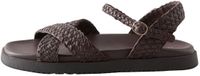 Next - Dames - Flexi Comfort leren sandalen met vierkante neus en geweven voetbed - Bruin