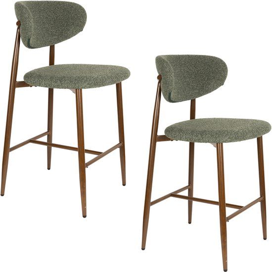Housecraft Living Noor Barkrukken Rugleuning 66 cm Groen - Set van 2