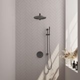 Brauer Gunmetal Edition Thermostatische Regendoucheset Inbouw - Hoofddouche 30 cm - Rechte Wandarm - 3 Weg - Handdouche Rond - Doucheslang - Geintegreerde Glijstang - Gunmetal