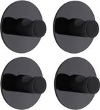 Tendance Plakhaakje rond - 4x stuks - Diameter 4 cm - Zelfklevende ophang haakjes - zink - zwart - keuken/badkamer haken
