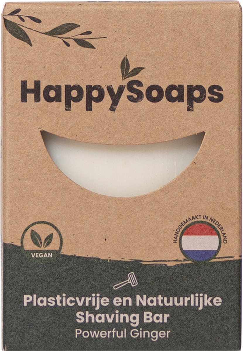 HappySoaps | Shaving Bar | Powerful Ginger | 80gr | 100% natuurlijk en plasticvrij