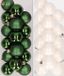 Decoris Kaemingk B.V. 32x Kunststof Kerstballen Mix Donkergroen/Wit 4 cm