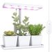 Lampe de croissance LED 10W spectre complet pour plantes d'intérieur, kit avec 3 bacs à fleurs blancs, 31,8 x 13,4 x 35,6 cm, culture hydroponique ou terre.