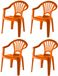 Camping chaise d'enfant en plastique - 4x - orange - 37 x 31 x 51 cm - intérieur/extérieur