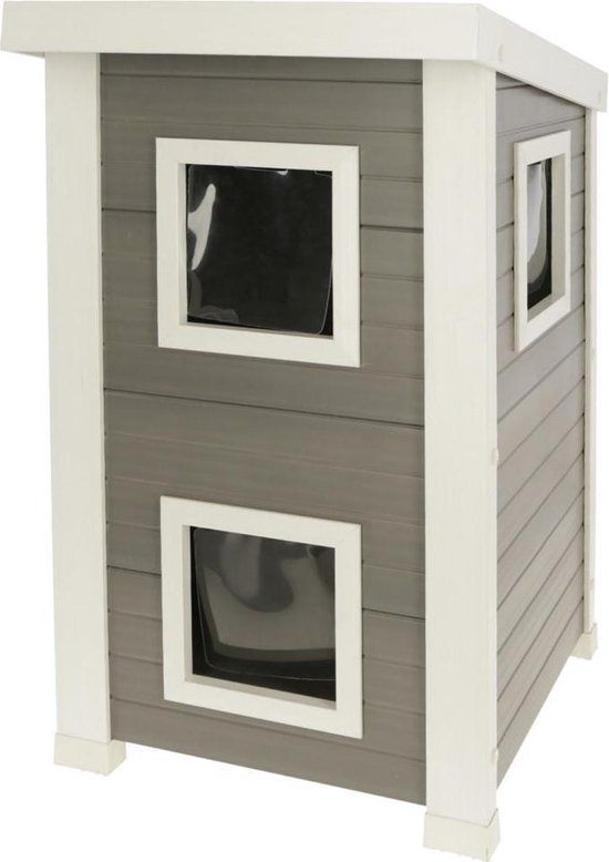 Kerbl ECO-Kattenhuisje Emila - Wit/Grijs