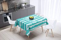 Bonamaison Tafelkleed, Anti-Mold, Sneldrogend, Waterdicht, 100% Polyester Tafellaken, Turkoois, wit, 140 x 140 Cm