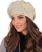 Vivisence Dames Baret - Gebreid Met Wolmix Met Zachte Structuur En Subtiele Bloemen Applicatie - Houdt Warm En Zit Comfortabel Voor Dagelijks Gebruik En Stijlvolle Outfits Tijdens Koude Dagen - Beige