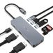 Tymyp USB C-hub, 9-in-1 USB-poort-hub, Dual 4K HDMI, VGA, 100W PD, USB 3.0, 2 USB 2.0, SD/TF Card Reader, MacBook/Surface Pro Support