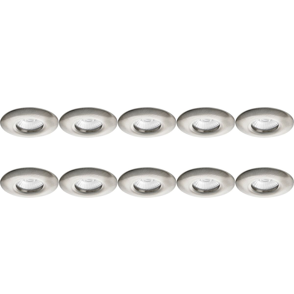 BES LED Spot Armatuur 10 Pack - Pragmi Luno Pro - GU10 - IP65 - Rond - Mat Nikkel - Ø82mm