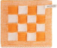 Knit Factory Gebreide Pannenlap Block - Ecru/Orange - 23x23 cm
