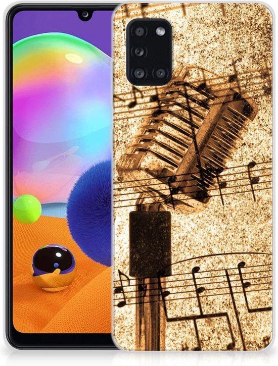 Telefoon Hoesje Samsung Galaxy A31 Siliconen Hoesje met Naam Bladmuziek | B2Ctelecom