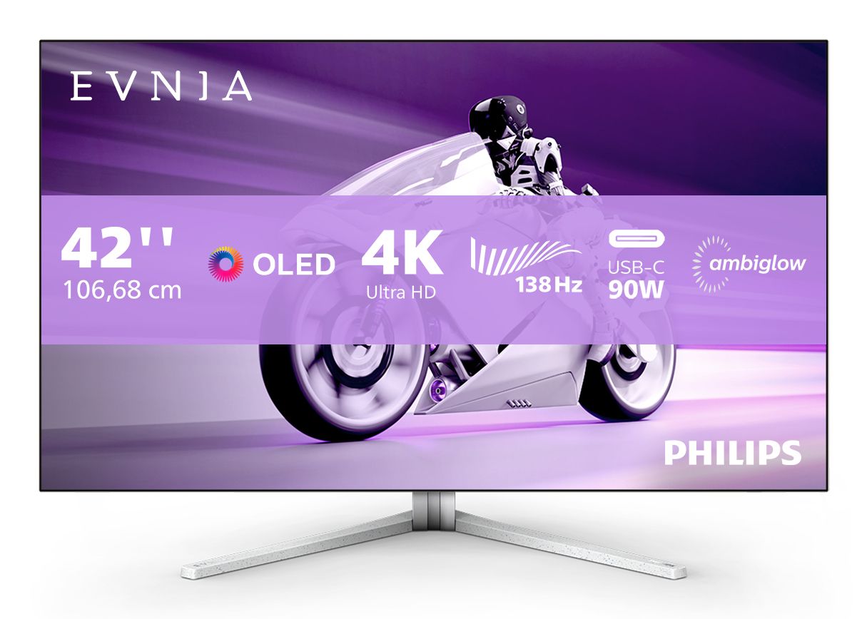 Philips Evnia 42M2N8900 - 42" 4K OLED Gaming Monitor - 138Hz, HDMI 2.1, White