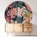 Botanique Sticker Mural Rond / Cercle - Motif Botanique - Diamètre 90 cm - Adhésif + Protection Mate