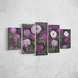 Homemania Afbeelding bloemen 5 natuur van woonkamer, meerkleurig, 100 x 3 x 60 cm, HM205PKNV-10, polyester, hout
