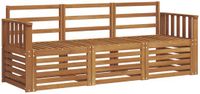 vidaXL - Bank loungeset - 3 zitplaatsen - Naturel - Massief Acacia Hout