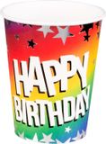 Boland - Set 10 papieren bekertjes Rainbow 'Happy birthday' - Regenboog