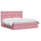 vidaXL Lit plateforme LED avec matelas Rose 200 x 200 cm Velours