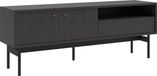 Selsey OLAR RTV-kast met twee deuren, een lade en een nis - 154 cm - Zwart Portland essenhout