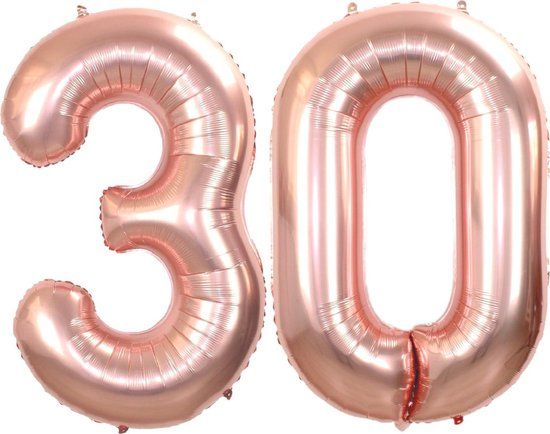 BTH Folie Ballon - Cijfer 30 Jaar - Rosé Goud - 36cm - Verjaardag
