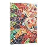 2026 Paperblanks 2026 Gaudi's Sun (Gaudi's Mosaics) Midi 12-Month Vertical Hardcover Flexi Dayplanner 2026 (Wrap Closure)