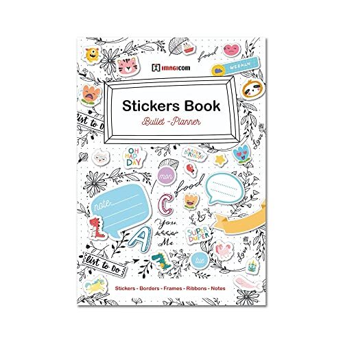 Imagicom Stickeralbum – ontwerpen en organiseren: 20 pagina's praktische stickers voor thuis, kantoor, familie en hobby. Alle stickers zijn gemaakt van papier met beschrijfbaar oppervlak. 15 x 21 cm.