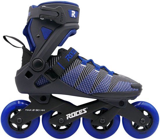 Roces R-Evo 90 Skeelers – 90mm – Softboot – Snelheid & Extra Comfort – Heel Lock & Easy Entry – ABEC-7 – Fitness Inline Skates – Heren / Dames – Zwart/Blauw – Maat 37