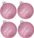 Cosy&Trendy Billiet - Vanlaere 4x stuks kunststof glitter kerstballen roze 10 cm
