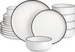 MALACASA, service de 18 pièces avec bordure noire, vaisselle en porcelaine, comprenant : 6 assiettes plates, 6 assiettes à dessert, 6 bols