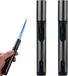 oCreon Jetflame Jetflame Aansteker, 2 stuks, stormaansteker, winddicht, met veiligheidsvergrendeling, navulbare gasaansteker van metaal, cadeau voor mannen (zwart