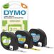 DYMO LetraTag Starter Pack Bande d'étiquettes, 12 mm x 4 m, Papier/Plastique/Métal, Auto-adhésif, 3 Rouleaux