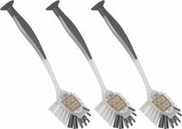 Merkloos Afwasborstel met zuignap - 3x stuks - 25 cm - Zwart