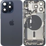 Apple Batterijdeksel iPhone 15 Pro Max, Met Middenbehuizing, Complete Onderdelen, Blauw (Blue Titanium), Premium Swap