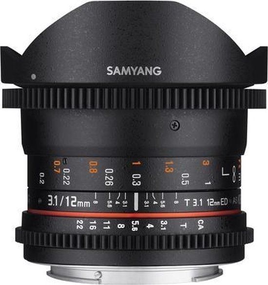 Samyang 12mm T3.1 VDSLR ED AS NCS Fisheye Prime Lens